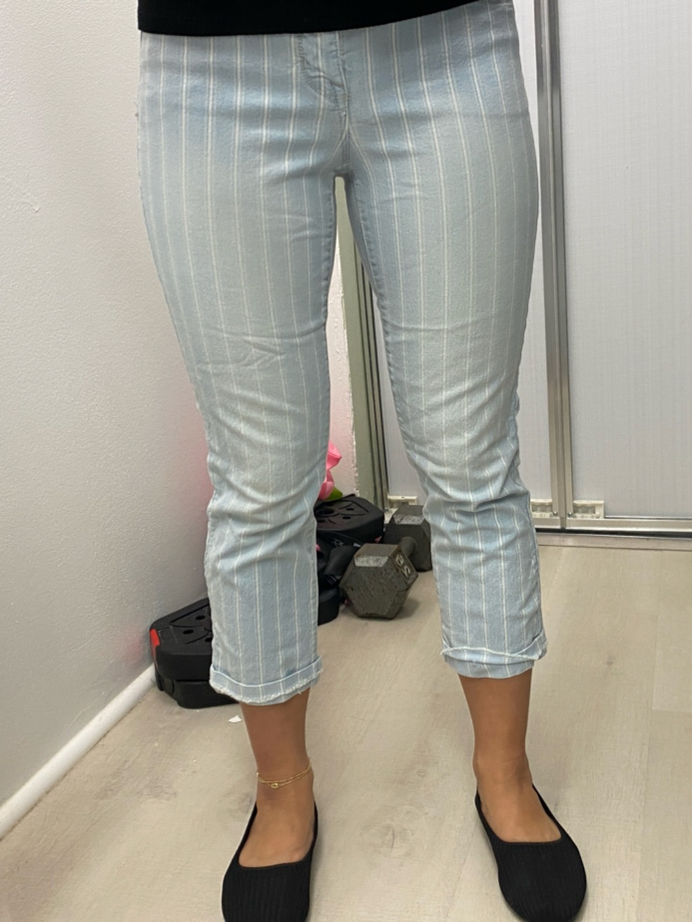 Light Blue Pinstripe Women’s Capris